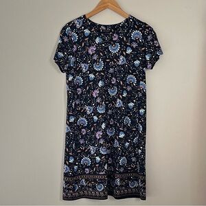 J Jill Wearever Collection Floral Jersey Knee Length T Shirt Dress S Petite